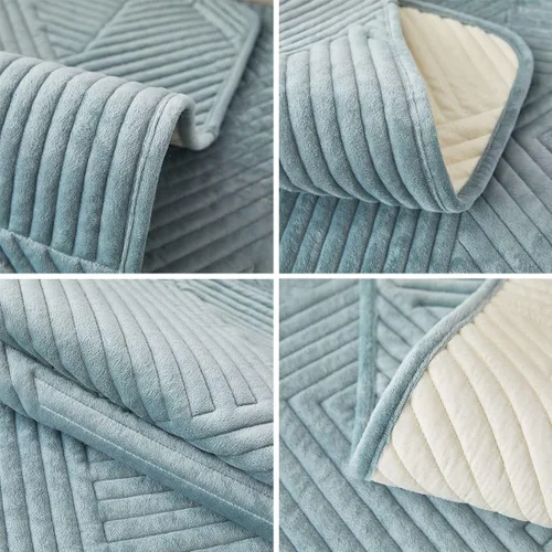 Vista 7 de vctops Funda de sofá de felpa de terciopelo acolchado geométrico, funda de sofá modular gruesa y suave, funda antideslizante para sofá, protector