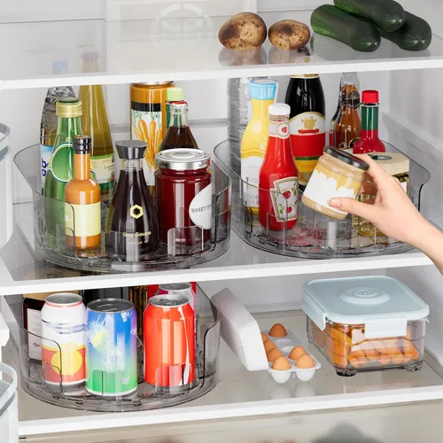 Vista 3 de Lazy Susan - Organizador giratorio para nevera, estantes de especias giratorios de 360° para armario de cocina, refrigerador y organizador