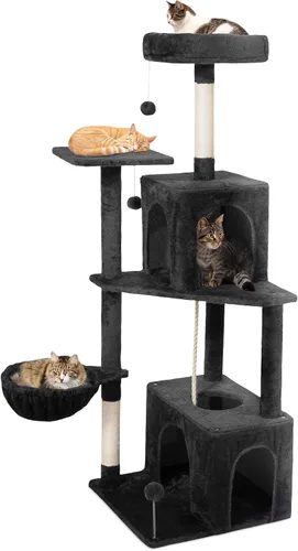 Vista 10 de Árbol para gatos, torre de gato de 54 pulgadas para gatos de interior, condominio de felpa de varios niveles para gatos con postes rascadores