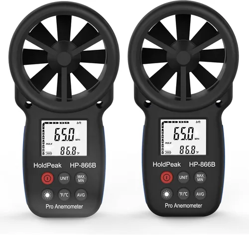 Vista 10 de HoldPeak 866B Anemómetro Digital Portátil Medidor de Velocidad del Viento para Medir Velocidad del Viento, Temperatura y Sensación Térmica