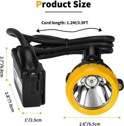 Vista 5 de Luz LED recargable para casco de minería – A prueba de explosiones impermeable subterránea lámpara de seguridad subterránea, faro brillante