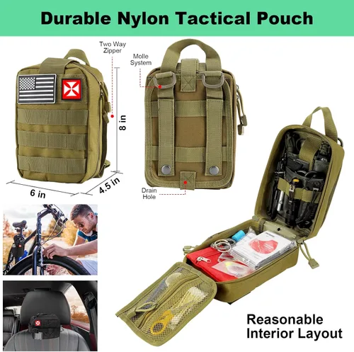 Vista 6 de Survival Kit 256 in 1, First Aid Kit Survival Gear Tools Trauma Kit with Molle Pouch for Outdoor, Camping, Hunting, Hiking, Earthquake, Home
