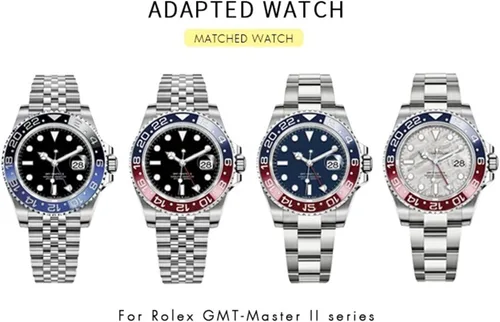 Vista 6 de AEMALL Correa de reloj de acero inoxidable macizo 904L de 0.787in para correa Rolex GMT Master II de pulsera Jubilee con cierre de ostra