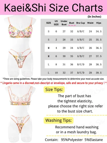 Vista 7 de Kaei&Shi Vibrante bordado, con aros, tanga ajustable, lencería sexy de 2 piezas
