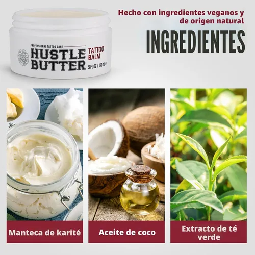 Vista 4 de Hustle Butter Tattoo Aftercare - Bálsamo para tatuajes de 5 onzas, cura + protege nuevos tatuajes y rejuvenece los tatuajes más antiguos, crema 100%