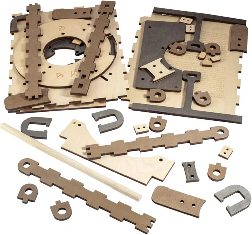 Vista 7 de The Original Codex Silenda - Construye tu propio libro de rompecabezas mecánico de madera 3D DIY - ¿Puedes desbloquear cada página para abrir
