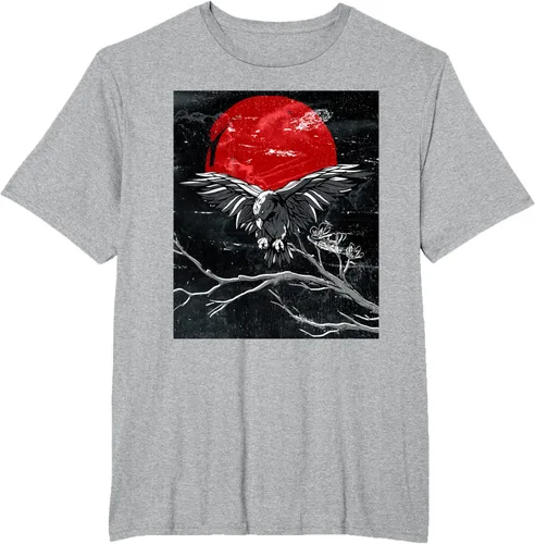 Vista 75 de Red Moon Raven - Camiseta japonesa de cuervo negro, Negro, S