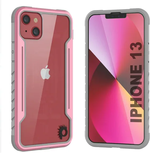 Vista 13 de Punkcase Diseñada para iPhone 13 [Armor Stealth Series] funda protectora de grado militar con marco de aluminio [parte trasera transparente] Máxima