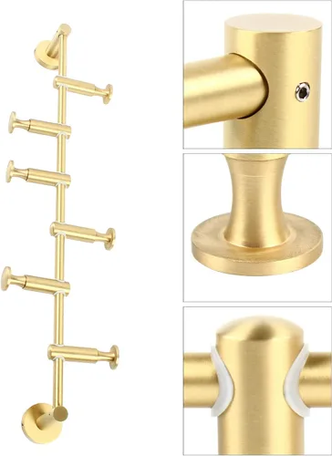 Vista 9 de Toallero – Percha giratoria para colgar en la pared, 6 ganchos (latón) para baño y sala de estar