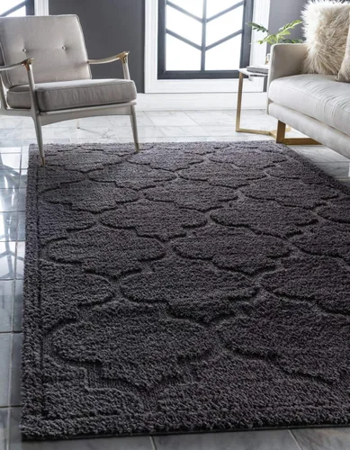 Vista 12 de Unique Loom Trellis Shag Collection - Alfombra de pasillo geométrica, moderna, marroquí, celosía, gris (2 x 7 pies)