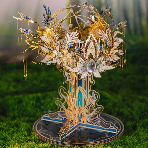 Vista 5 de MU Serie de hadas, coronas de elfo, kit de modelo de metal 3D, corona de hada, Cenicienta, princesa, kits de rompecabezas para adultos, construcción