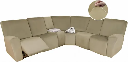 Vista 135 de HDCAXKJ Fundas de sofá seccional reclinable de terciopelo, cubierta de sofá seccional en forma de L, lavable, elástica, suave, para rincón