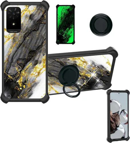 Vista 15 de Aroepurt Cricket Ovation 2 - Funda compatible con AT&T Maestro Max (2021) [PC duro + silicona suave] [purpurina dorada + luminosa] JSH-HDL
