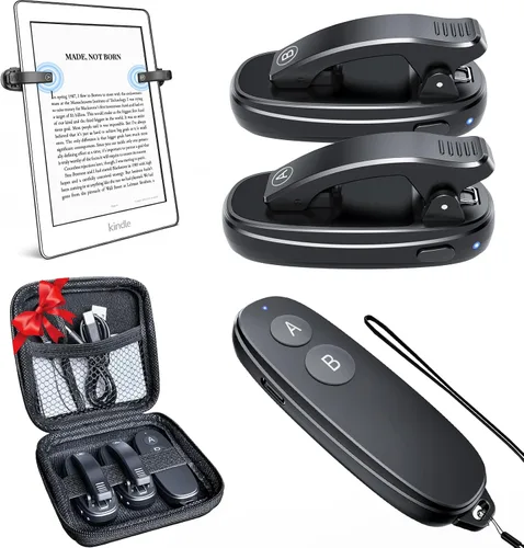 Vista 8 de Mando a distancia para Kindle Page Turner con 1 clip y estuche de almacenamiento, color negro Recargable tipo C, funciona con Kindle Paperwhite