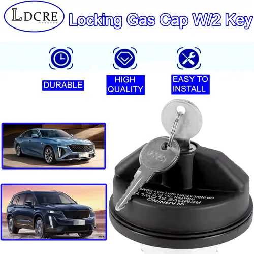 Vista 8 de Tapa de gas de bloqueo con 2 llaves, compatible con vehículos Chevy Honda Nissan Acura Mazda Cadillac GMC 4Runner FJ Cruiser Silverado Camaro y más