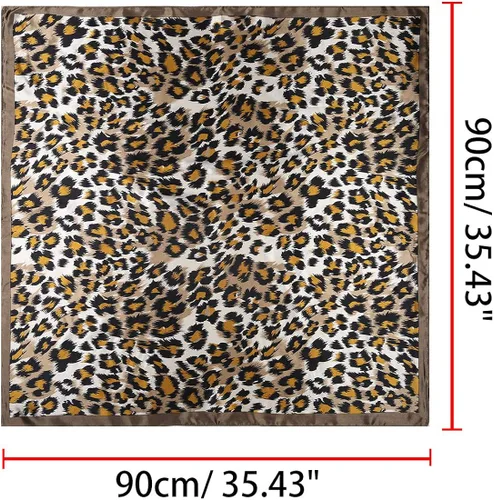 Vista 3 de Allegra K Pañuelos cuadrados con estampado de leopardo para mujer, pañuelo y cuello