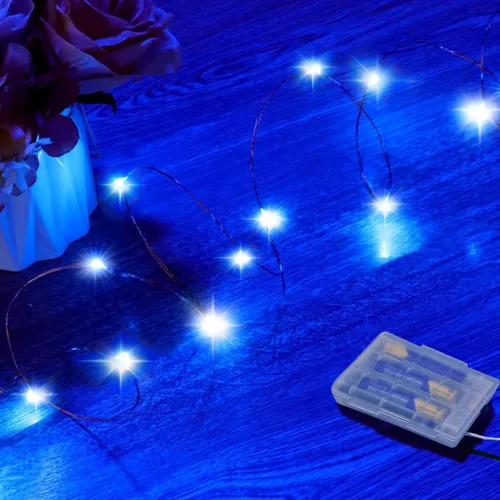 Vista 15 de RUICHEN Guirnalda de 50 luces LED de alambre de cobre de 16 pies, funciona con pilas, para Navidad, Halloween, fiestas, bodas, centros de mesa