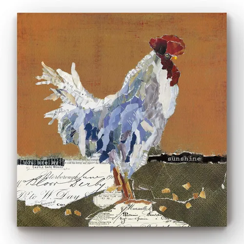 Vista 13 de Renditions Gallery Arte moderno de gallina con flores sobre lienzo estirado para decoración de pared