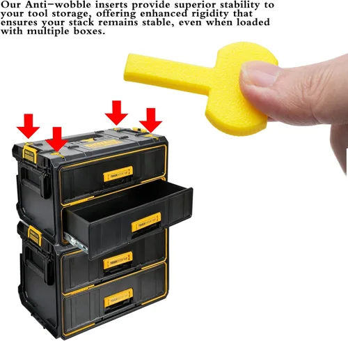 Vista 3 de Insertos antitambaleo compatibles con cajas de cajones de almacenamiento de herramientas Dewalt Toughsystem 2.0, paquete de 4 insertos de llaves que