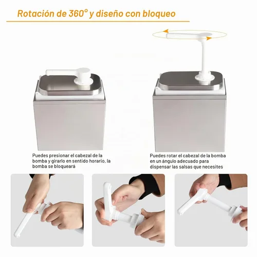 Vista 2 de Dispensador de salsa de 2.1 cuartos de galón con bomba, estación de bomba comercial de acero inoxidable para chocolate caliente, dulce de azúcar
