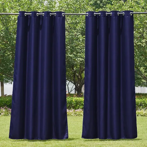 Vista 138 de NICETOWN Cortina para Exteriores para Patio Impermeable de 84 Pulgadas de Ancho, Aislamiento Térmico con Ojales Antioxidantes Bloqueo UV Cortina