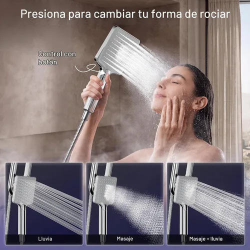 Vista 8 de HOPOPRO Cabezal de ducha filtrado de alta presión con combo de mano Cromo