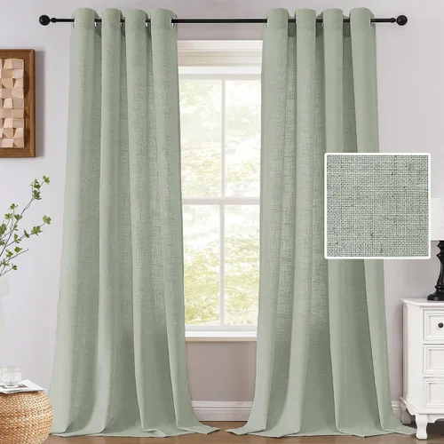Vista 15 de H.VERSAILTEX Cortinas de lino de 63 pulgadas de largo, cortinas de granja completamente filtrantes de luz, juego de 2 paneles de cortina