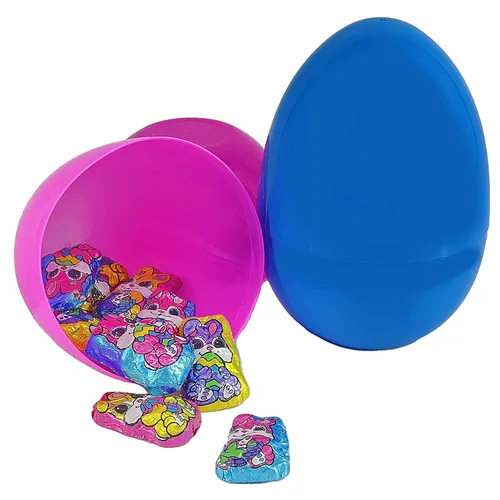 Vista 5 de Fruidles Conejitos de chocolate con leche de Pascua, rellenos de bolsas de fiesta suaves y cremosos, láminas multicolor envueltas individualmente
