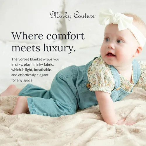 Vista 4 de Manta Minky Couture Sorbet - Manta Ultra Suave para Comodidad Sedosa y Suave - Manta Decorativa Premium - Tela de Peso Medio, Transpirable - Lavable