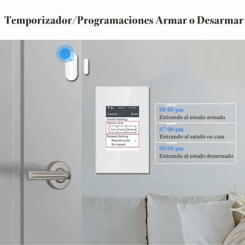 Vista 6 de LANBON Interruptor inteligente de alarma LCD L8, interruptor inteligente de seguridad para el hogar y control de luz, sistema de alarma