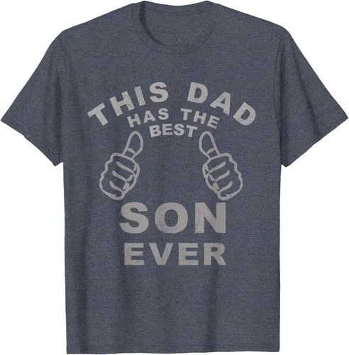 Vista 40 de Camiseta con texto en inglés "This Dad Has the Best Son Ever", regalo del día del padre, Negro