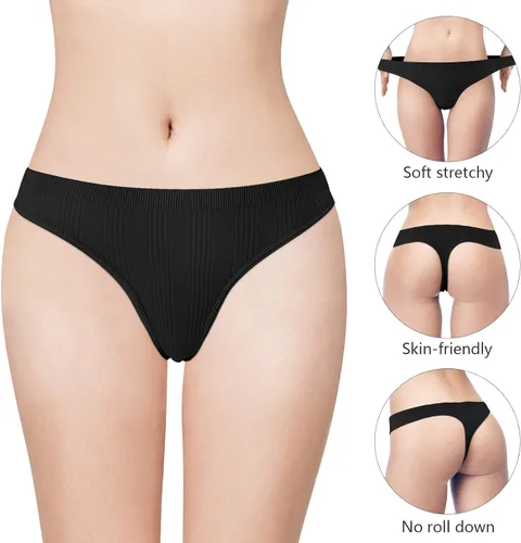 Vista 2 de Dlala Womens Thongs Breathable Panties Low Rise Sexy G-String Underwear Pack of 7