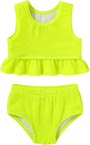 Vista 23 de YOUNGER TREE Traje de baño de verano para niñas pequeñas, sin mangas, traje de baño a rayas, traje de dos piezas, bikini