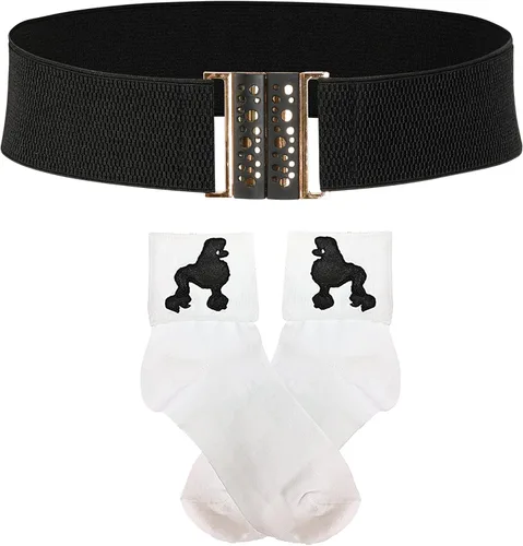 Vista 4 de EBYTOP Disfraces de Halloween de los años 50 para mujer, accesorios de caniche de los años 50