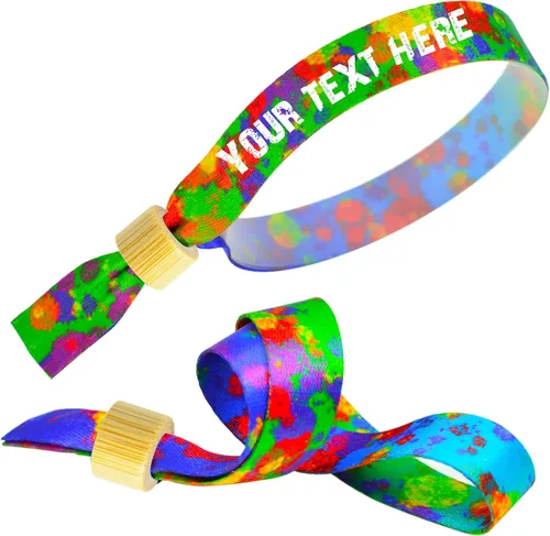 Vista 9 de 100 pulseras de tela VIP para eventos, pulseras de tela desechables RPET (negro)