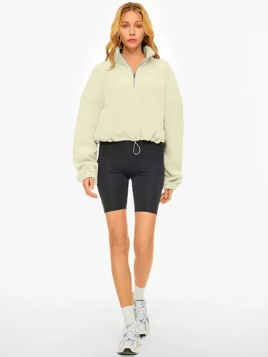 Vista 4 de AUTOMET Womens Quarter Zip Pullover Oversized Long Sleeve Sweatshirt Half Zip Cropped Hoodie Teen Girls Fall Y2K Clothes