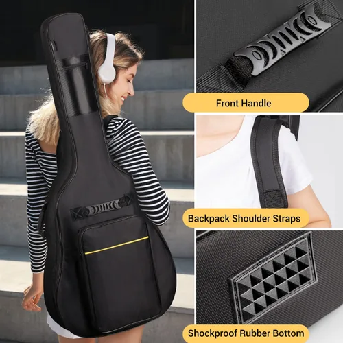 Vista 5 de CAHAYA CY0152 - Bolsa para guitarra acústica de 41 pulgadas, acolchado de 0.35 pulgadas, resistente al agua, correa de hombro ajustable doble