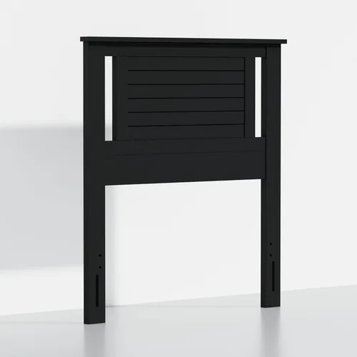 Vista 4 de ComfIQ Serene - Cabecero de panel de madera maciza con puntuación horizontal, tamaño individual, negro, fácil montaje, materiales de calidad