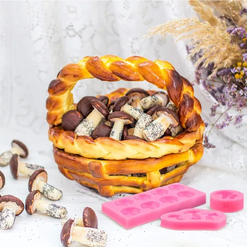 Vista 6 de 4 moldes de silicona en forma de hongos y chocolate, moldes de silicona con forma de hongo, molde de caramelo para verduras, moldes para chocolate