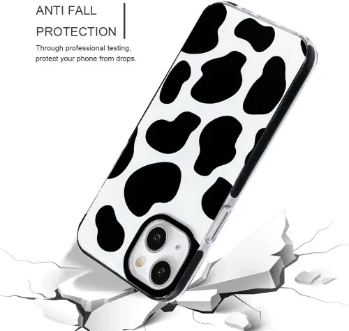 Vista 2 de Funda compatible con iPhone 14 Plus con diseño de vaca, lindo y transparente con diseño de silicona suave, fresca, estética, protectora, resistente