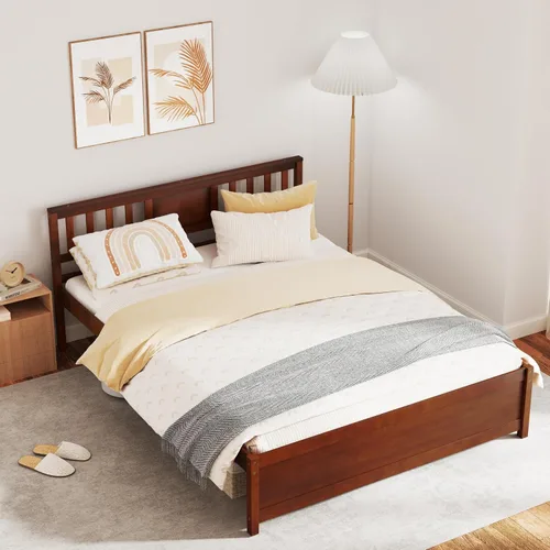 Vista 13 de KOMFOTT Base de cama de plataforma de madera individual con cabecero, plataforma de madera maciza con soporte de listones y almacenamiento debajo