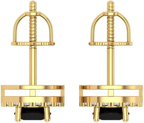 Vista 4 de 1.60 quilates brillante de corte redondo halo solitario impecable genuino ónix negro natural piedra preciosa VVS1 ideal par de aretes solitario