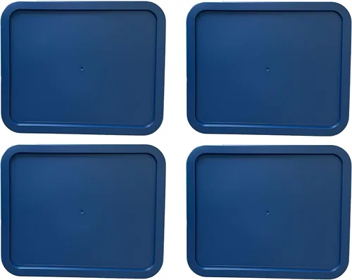 Vista 9 de Tapas de repuesto para recipientes de vidrio Pyrex para almacenamiento de alimentos de 3 tazas, (7.75 x 5.75 pulgadas), tapas rectangulares de Azul