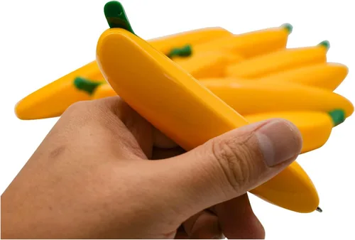 Vista 4 de 20 bolígrafos de plátano novedosos con frutas frescas, bolígrafos de escritura divertida, bolígrafos retráctiles de tinta negra de 0.039 pulgadas