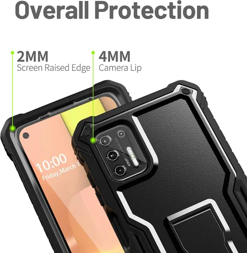Vista 2 de FITO Funda para Moto G Stylus 2021, doble capa a prueba de golpes resistente para teléfono Motorola G Stylus 2021 con protector de pantalla, soporte