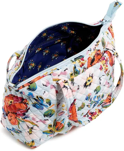 Vista 3 de Bolso de hombro plisado de algodón para mujer con múltiples correas