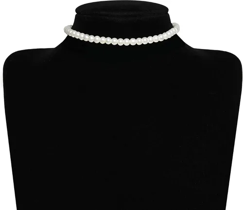 Vista 4 de BABEYOND - Collar de gargantilla de perlas de imitación redondo, collar estilo años 20, accesorios para fiesta temática Gatsby