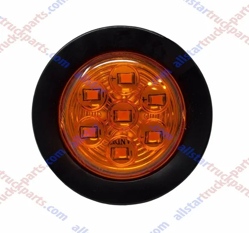 Vista 4 de 10 piezas de luces LED de 2" redondas ámbar para remolque con 7 luces de señalización [DOT FMVSS 108] [SAE P2] [Lente reflectora] [Arandela] 10 ámbar