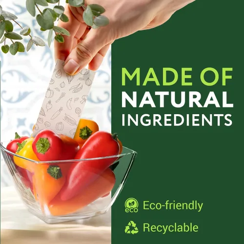 Vista 6 de IMPRESA Produce Keeper - Hojas de almacenamiento de alimentos, paquete de 18 hojas de papel frescas para frutas y verduras, ahorrador de verduras