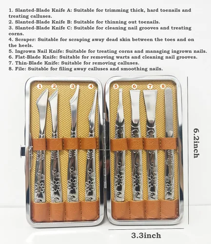 Vista 5 de Herramientas profesionales de pedicura de 8 piezas, kit removedor de callos